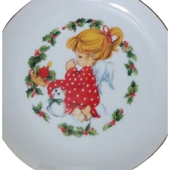 Vintage Jasco 22k Gold Plated Christmas Plate Holiday Collectors Piece 6.5" - Picture 1 of 3